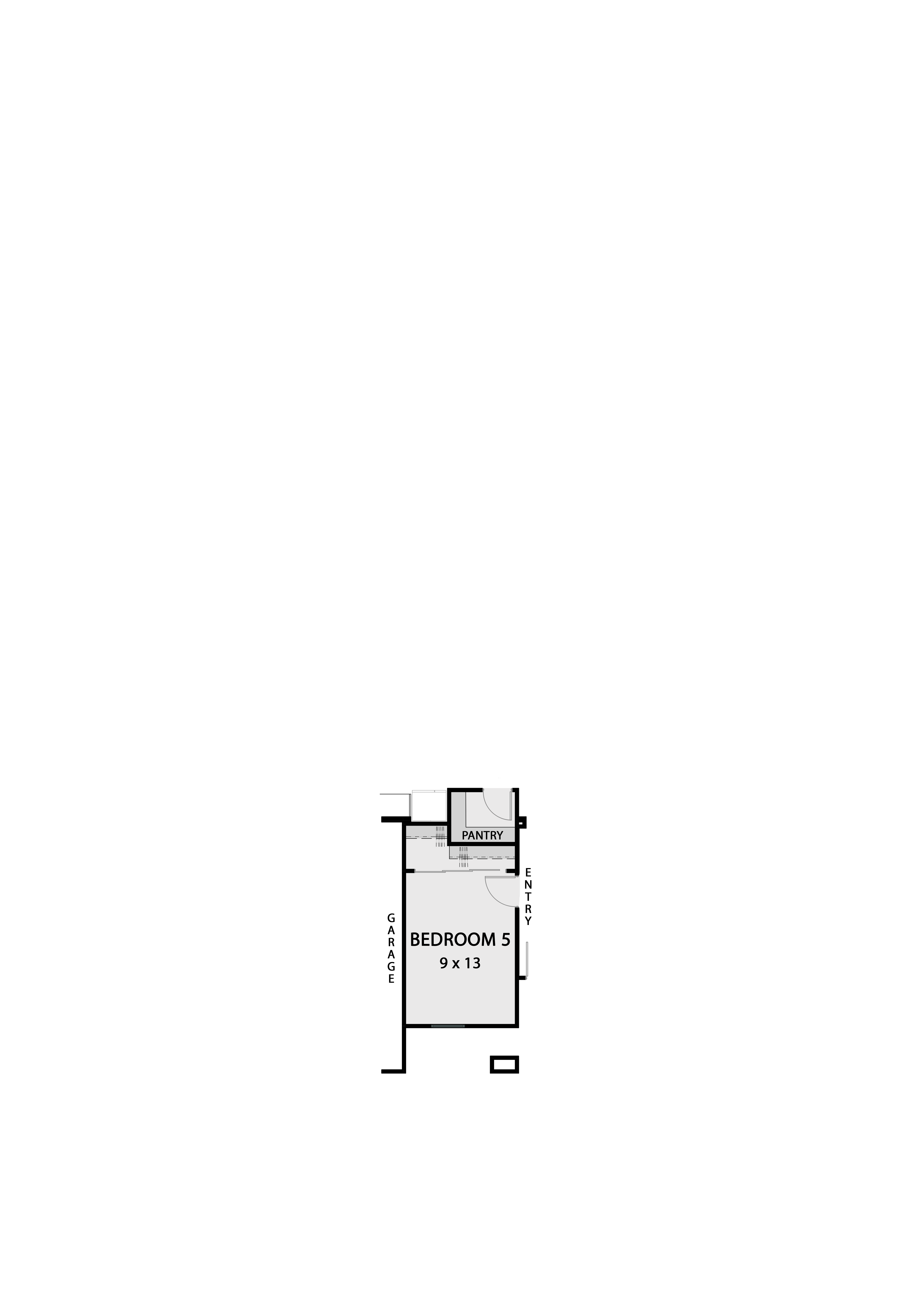 Bedroom 5 Option structural overlay — converts the formal dining room and butler's pantry into a fifth bedroom